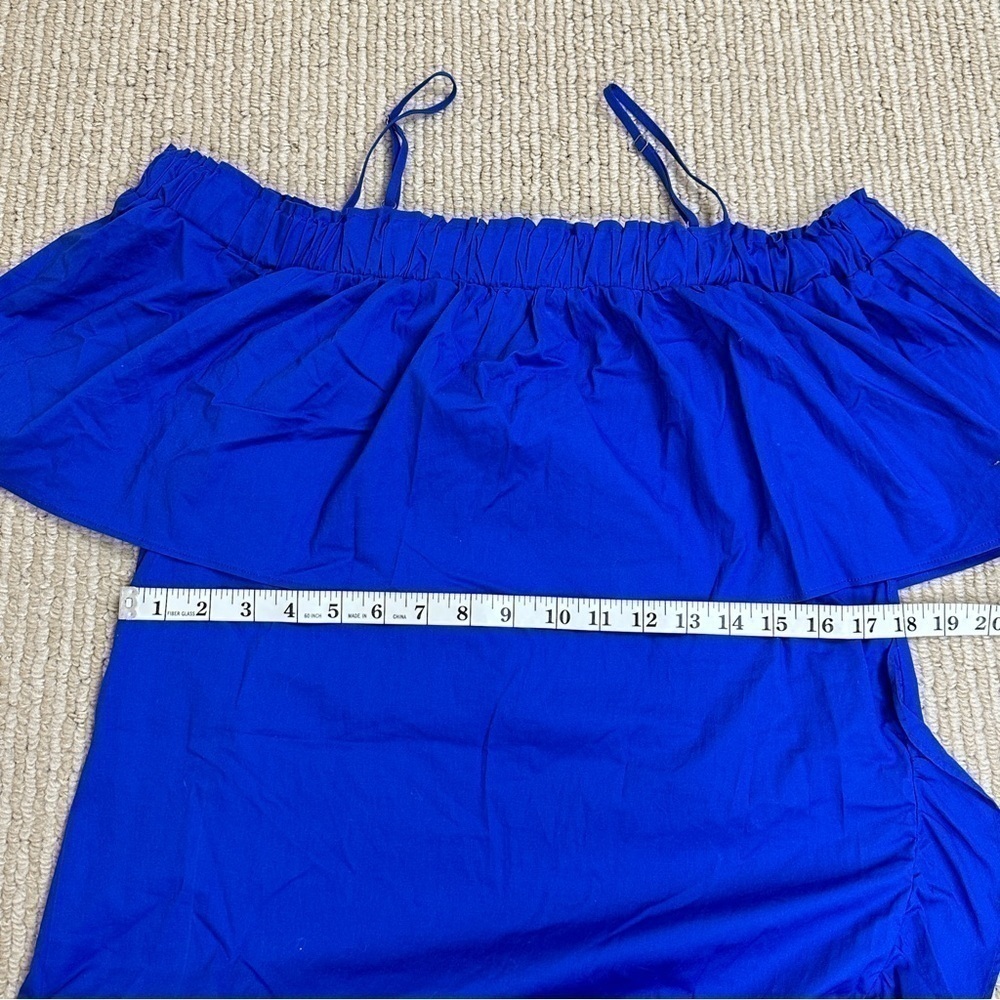Who What Wear Bardot Ruffled Off the Shoulder Mini Dress Blue Size Small - Picture 14 of 15